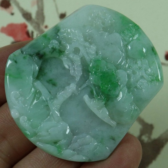 Cert'd Green 100% Natural A Jade jadeite Pendant Landscape Character 山水人物 - Picture 5 of 9